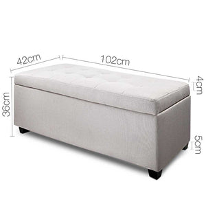 Ashley Rose Large Fabric Storage Ottoman - Beige - Ashley Rose