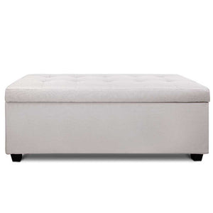 Ashley Rose Large Fabric Storage Ottoman - Beige - Ashley Rose