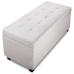 Ashley Rose Large Fabric Storage Ottoman - Beige - Ashley Rose