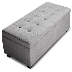 Ashley Rose Large Fabric Storage Ottoman - Light Grey - Ashley Rose