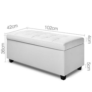 Ashley Rose Large PU Leather Storage Ottoman - White - Ashley Rose