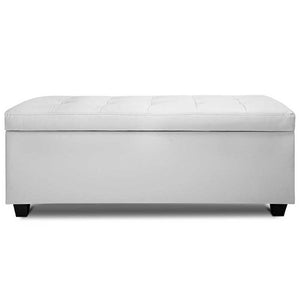 Ashley Rose Large PU Leather Storage Ottoman - White - Ashley Rose