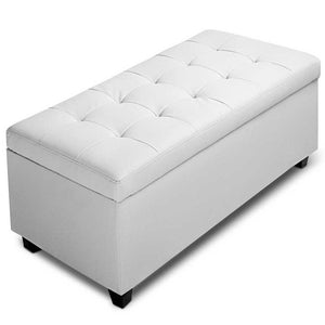 Ashley Rose Large PU Leather Storage Ottoman - White - Ashley Rose