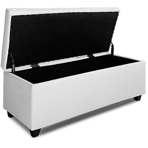 Ashley Rose Large PU Leather Storage Ottoman - White - Ashley Rose