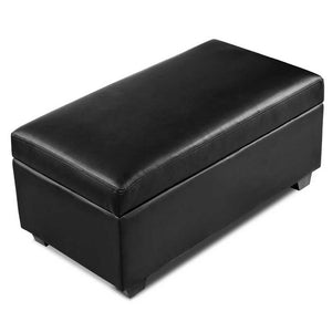 Ashley Rose Faux PU Leather Storage Ottoman - Black - Ashley Rose