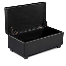 Load image into Gallery viewer, Ashley Rose Faux PU Leather Storage Ottoman - Black - Ashley Rose