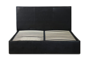 Bradford PU Leather Double Gas Lift Ottoman Storage Bed Black - Ashley Rose