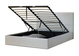 Bradford PU Leather Queen Gas Lift Ottoman Storage Bed White - Ashley Rose