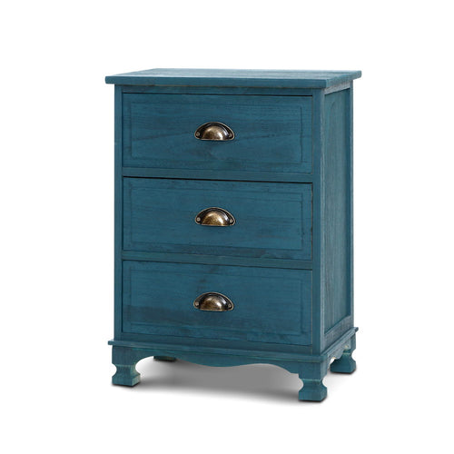 Ashley Rose Bedside Tables Drawers Side Table Cabinet Vintage Blue Storage Nightstand - Ashley Rose