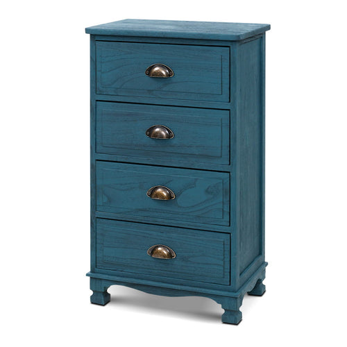 Ashley Rose Bedside Tables Drawers Cabinet Vintage 4 Chest of Drawers Blue Nightstand - Ashley Rose