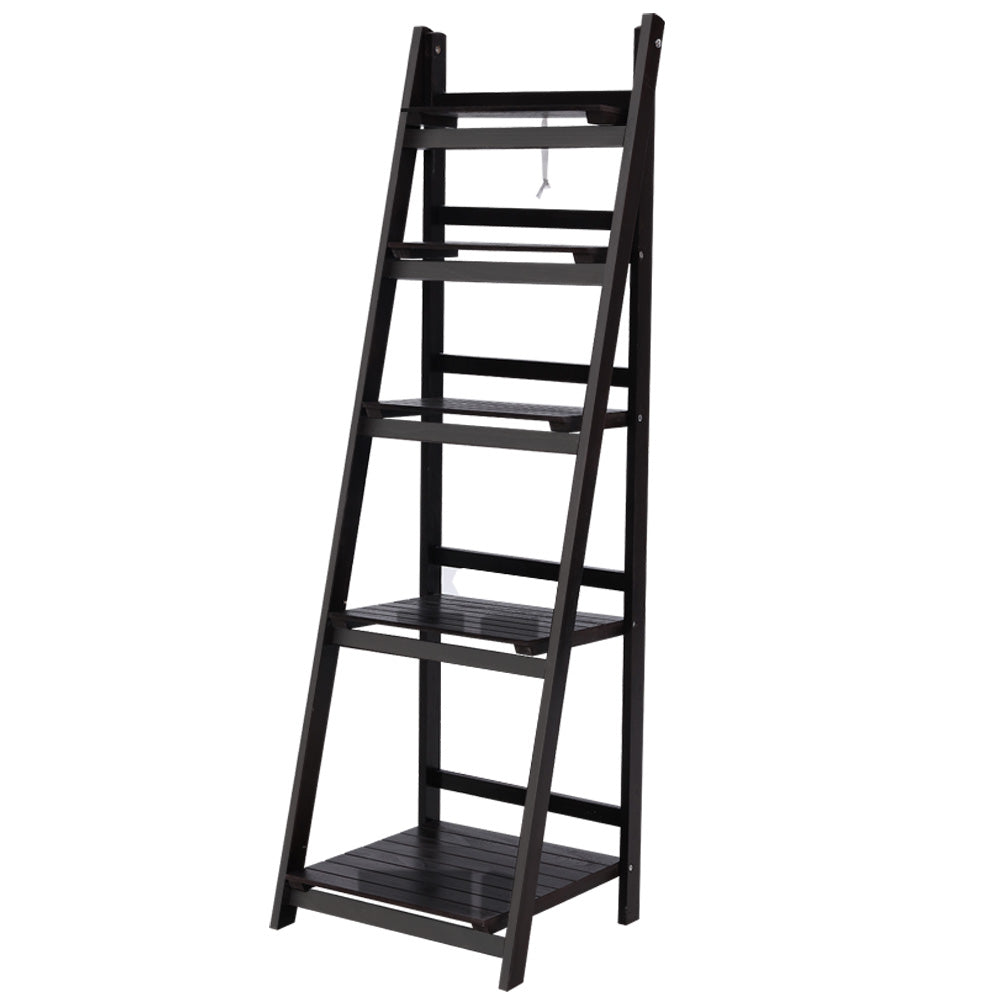 Ashley Rose Display Shelf 5 Tier Wooden Ladder Stand Storage Book Shelves Rack Coffee - Ashley Rose