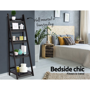 Ashley Rose Display Shelf 5 Tier Wooden Ladder Stand Storage Book Shelves Rack Coffee - Ashley Rose