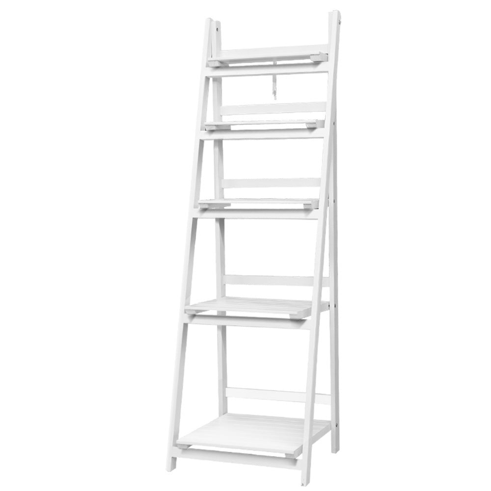 Ashley Rose Display Shelf 5 Tier Wooden Ladder Stand Storage Book Shelves Rack White - Ashley Rose