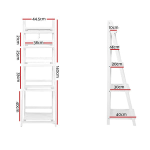 Ashley Rose Display Shelf 5 Tier Wooden Ladder Stand Storage Book Shelves Rack White - Ashley Rose