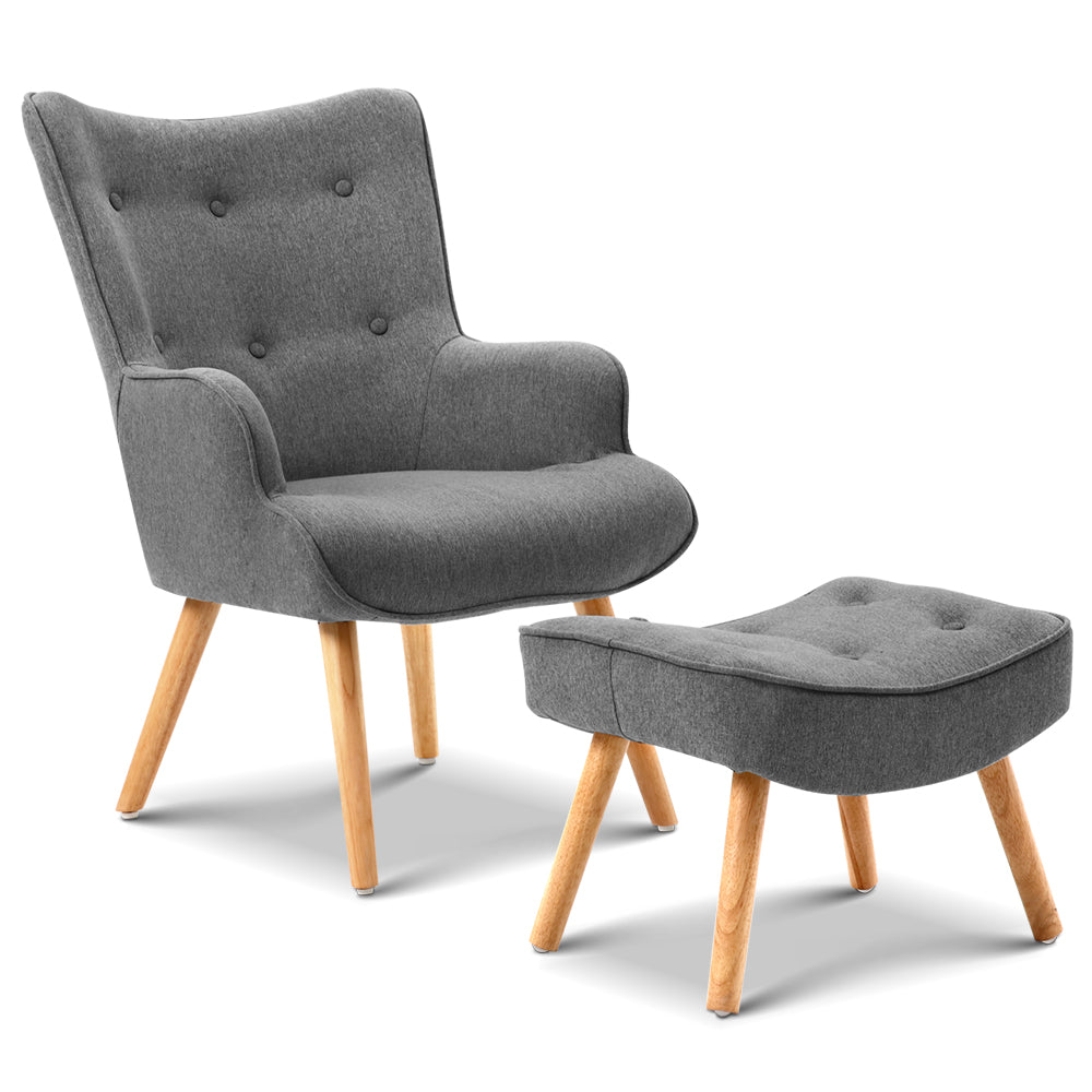 Ashley Rose Armchair and Ottoman - Grey - Ashley Rose