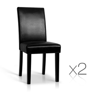 Ashley Rose Set of 2 PU Leather Dining Chairs - Black - Ashley Rose