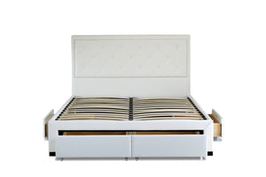 Jasmine PU Leather King Drawers Storage Bed White - Ashley Rose