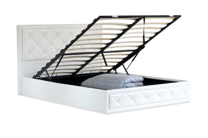 Jasmine PU Leather King Gas Lift Ottoman Storage Bed White - Ashley Rose