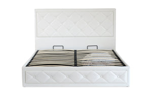 Jasmine PU Leather Double Gas Lift Ottoman Storage Bed White - Ashley Rose