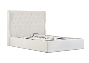 Cambridge Fabric Double Gas Lift Ottoman Storage Bed Beige/Cream - Ashley Rose