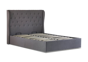 Cambridge Fabric Queen Gas Lift Ottoman Storage Bed Grey - Ashley Rose