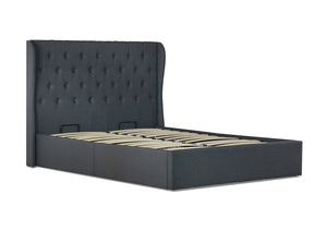 Cambridge Fabric Double Gas Lift Ottoman Storage Bed Charcoal - Ashley Rose