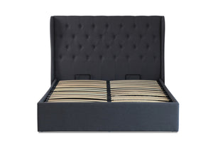 Cambridge Fabric Double Gas Lift Ottoman Storage Bed Charcoal - Ashley Rose