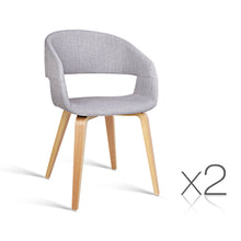 Load image into Gallery viewer, Ashley Rose Set of 2 Timber Wood and Fabric Dining Chairs - Light Grey - Ashley Rose