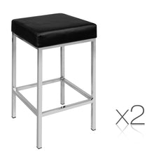 Load image into Gallery viewer, Ashley Rose Set of 2 PU Leather Backless Bar Stools - Black - Ashley Rose