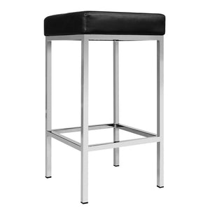 Ashley Rose Set of 2 PU Leather Backless Bar Stools - Black - Ashley Rose