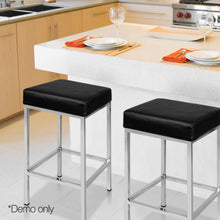 Load image into Gallery viewer, Ashley Rose Set of 2 PU Leather Backless Bar Stools - Black - Ashley Rose