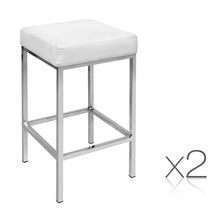 Load image into Gallery viewer, Ashley Rose Set of 2 PU Leather Backless Bar Stools - White - Ashley Rose