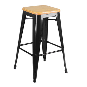 Ashley Rose Set of 2 Wooden Backless Bar Stools- Black - Ashley Rose