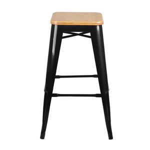 Ashley Rose Set of 2 Wooden Backless Bar Stools- Black - Ashley Rose