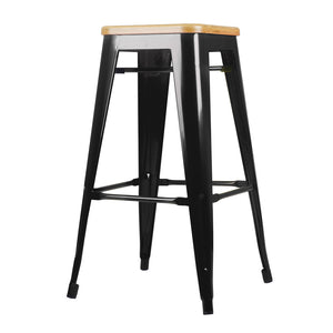 Ashley Rose Set of 2 Wooden Backless Bar Stools- Black - Ashley Rose