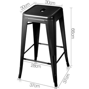 Ashley Rose Set of 4 Metal Backless Bar Stools - Glossy Black - Ashley Rose