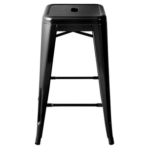 Ashley Rose Set of 4 Metal Backless Bar Stools - Glossy Black - Ashley Rose