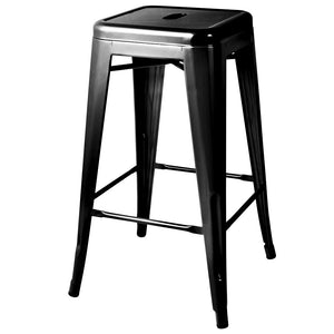 Ashley Rose Set of 4 Metal Backless Bar Stools - Glossy Black - Ashley Rose