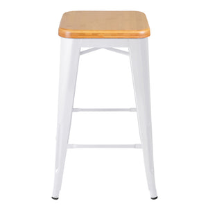 Ashley Rose Set of 2 Metal and Bamboo Bar Stools - White - Ashley Rose