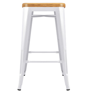 Ashley Rose Set of 2 Metal and Bamboo Bar Stools - White - Ashley Rose