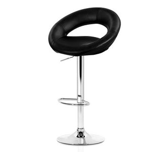 Ashley Rose 2x Gas Lift Bar Stools Swivel Chairs Leather Chrome Black - Ashley Rose