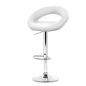 Ashley Rose 2x Gas Lift Bar Stools Swivel Chairs Leather Chrome White - Ashley Rose