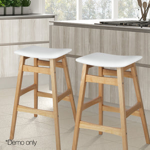 Ashley Rose Set of 2 Wooden and Padded Bar Stools - White - Ashley Rose