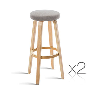 Ashley Rose Set of 2 Wooden Bar Stools - Taupe - Ashley Rose