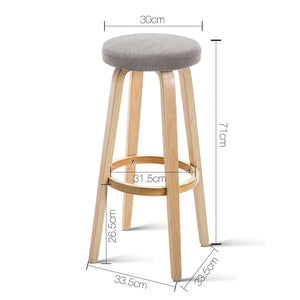 Ashley Rose Set of 2 Wooden Bar Stools - Taupe - Ashley Rose