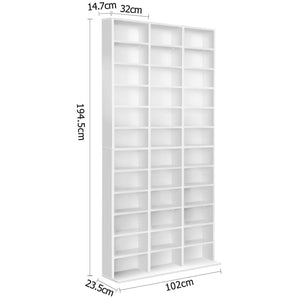 Ashley Rose Adjustable Book Storage Shelf Rack Unit - White - Ashley Rose