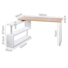 Load image into Gallery viewer, Ashley Rose Rotary Corner Desk with Bookshelf - Brown &amp; White - Ashley Rose