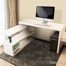 Load image into Gallery viewer, Ashley Rose Rotary Corner Desk with Bookshelf - White - Ashley Rose