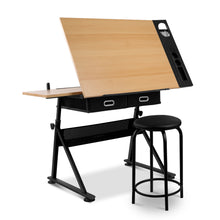 Load image into Gallery viewer, Ashley Rose Tilt Drafting Table Stool Set - Natural &amp; Black - Ashley Rose