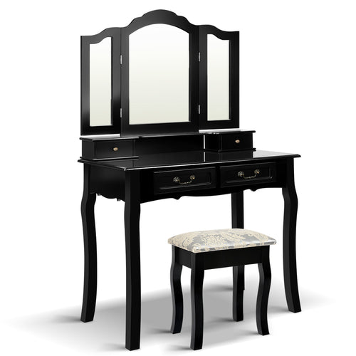 Ashley Rose Dressing Table with Mirror - Black - Ashley Rose